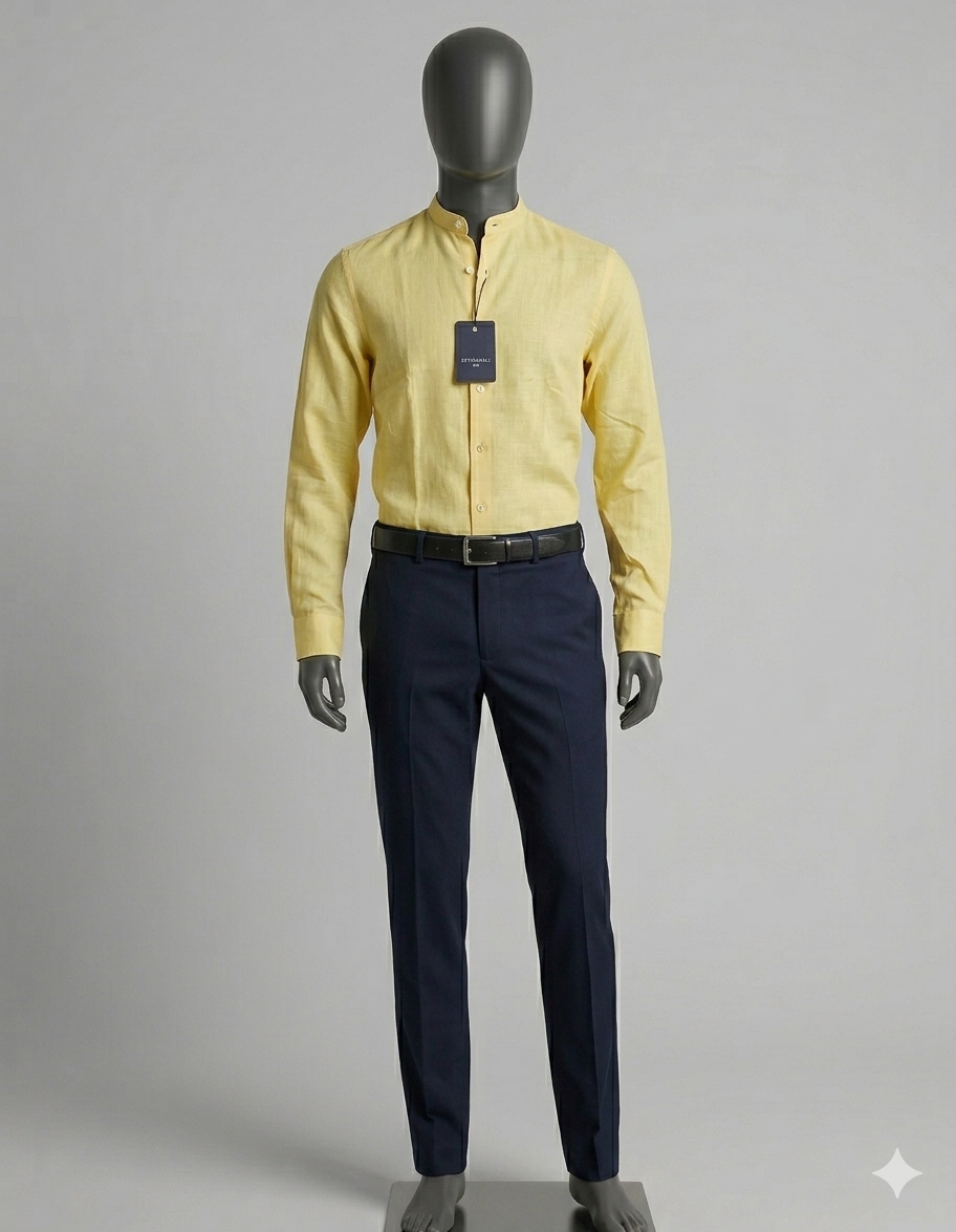 Camisa lino cuello mao
