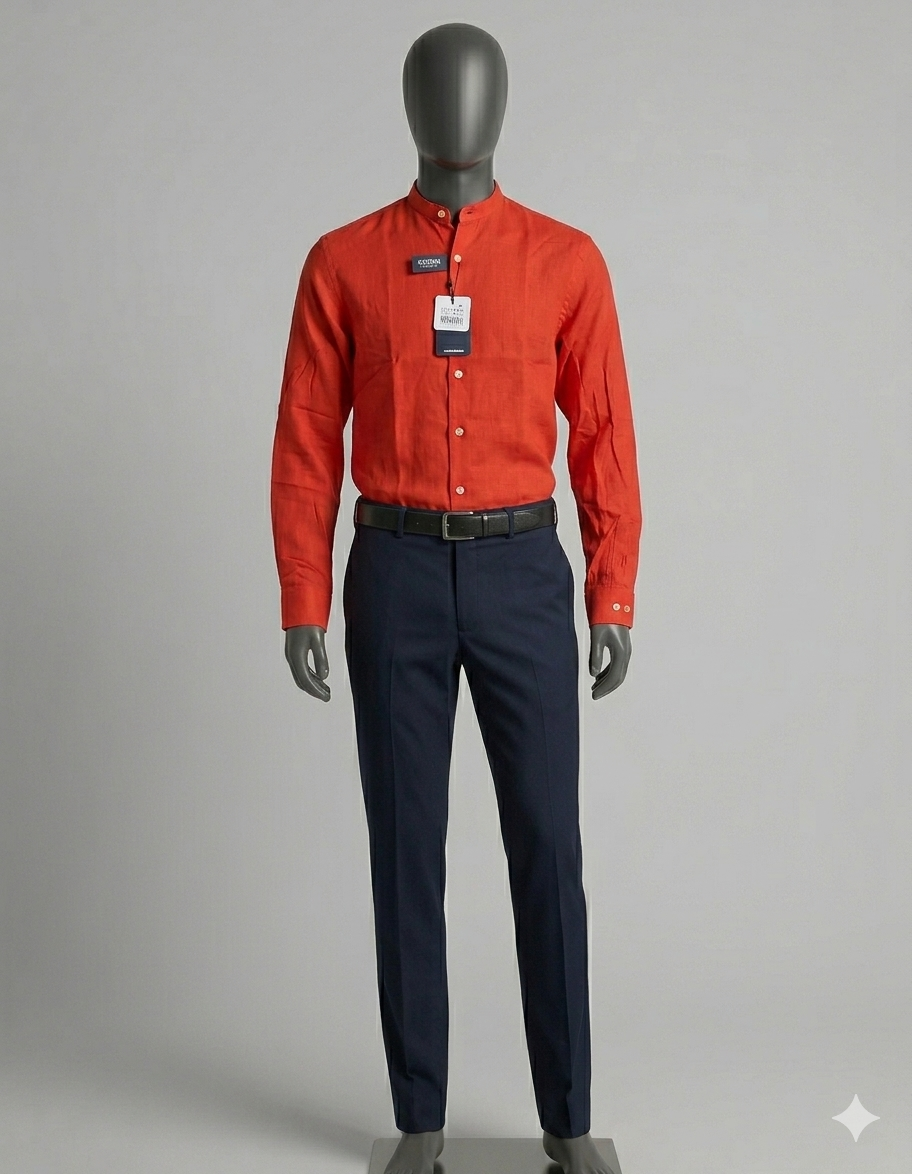 Camisa lino cuello mao