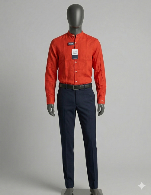 Camisa lino cuello mao