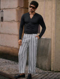 Pantalon lino a rayas