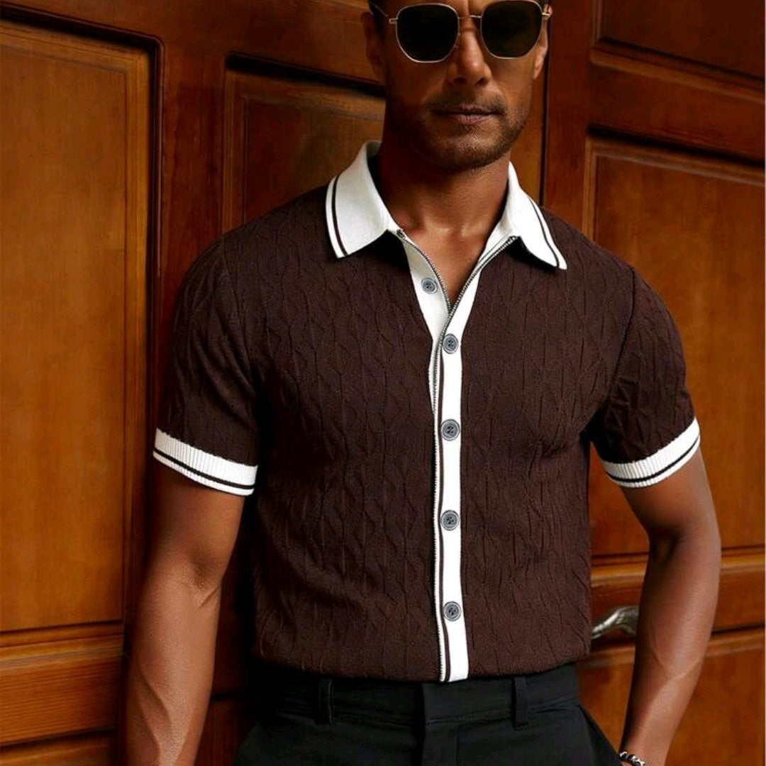 Camisa cuello polo textura