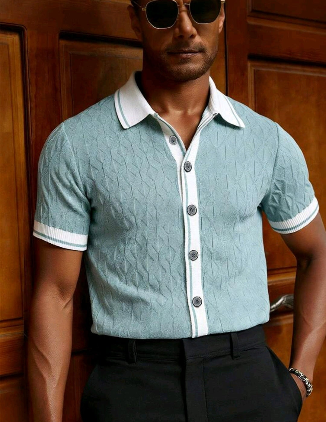 Camisa cuello polo Textura