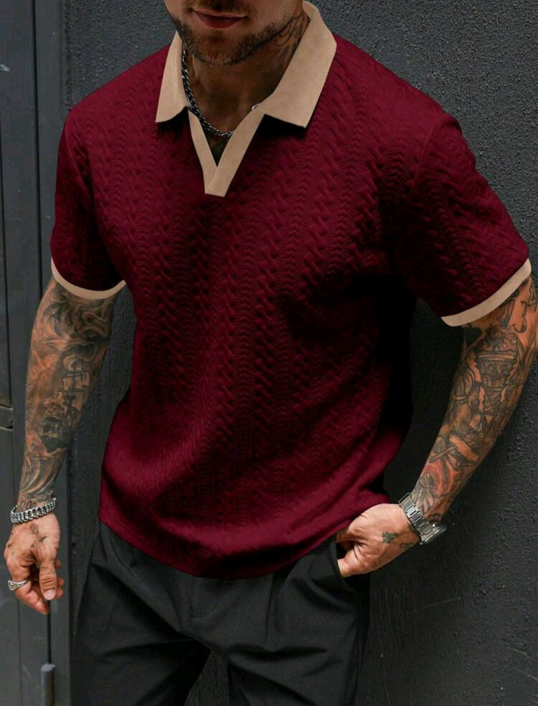 Camisa cuello polo textura